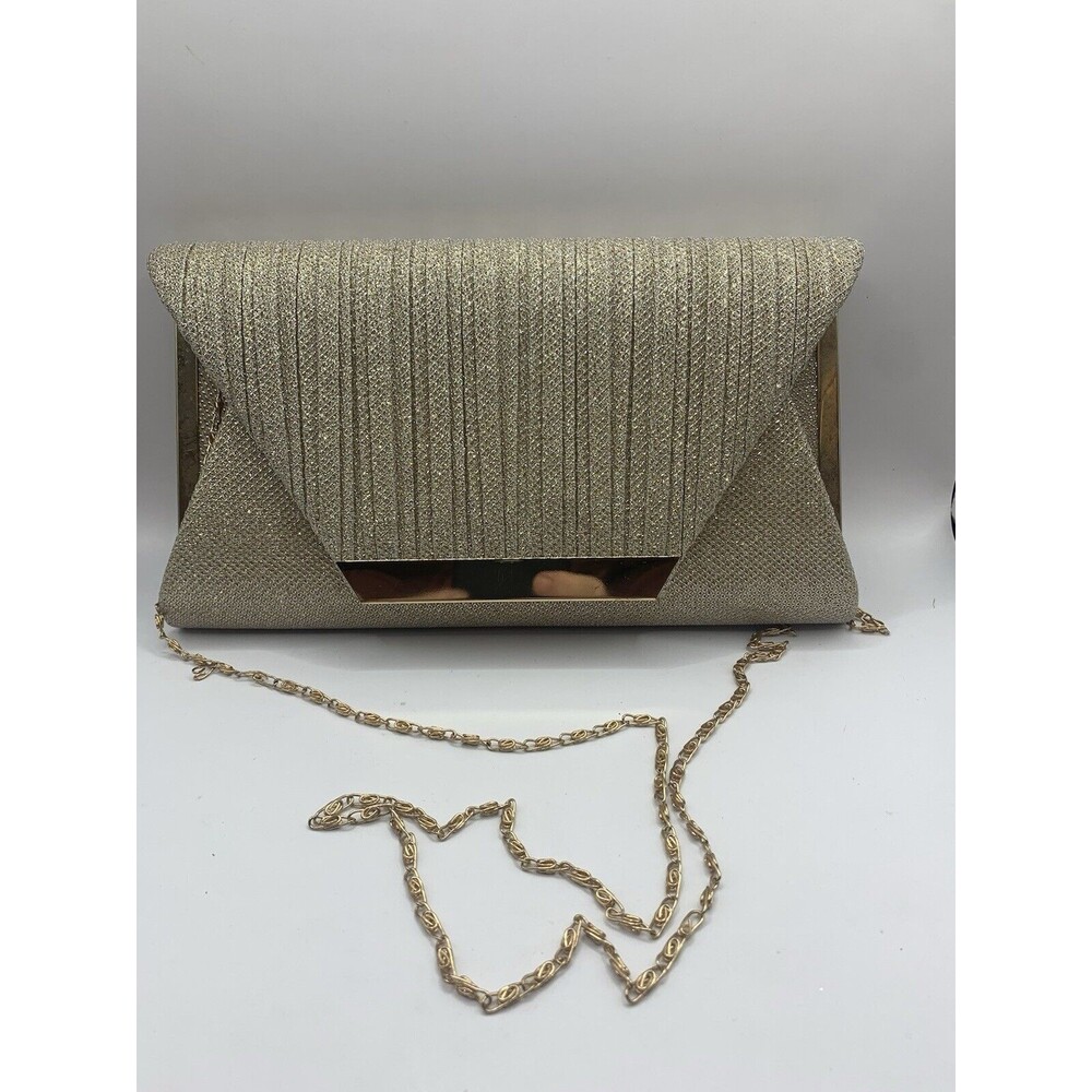 GOLD Womens Glitter Evening Clutch Bag Wedding Purses Cocktail Party Prom